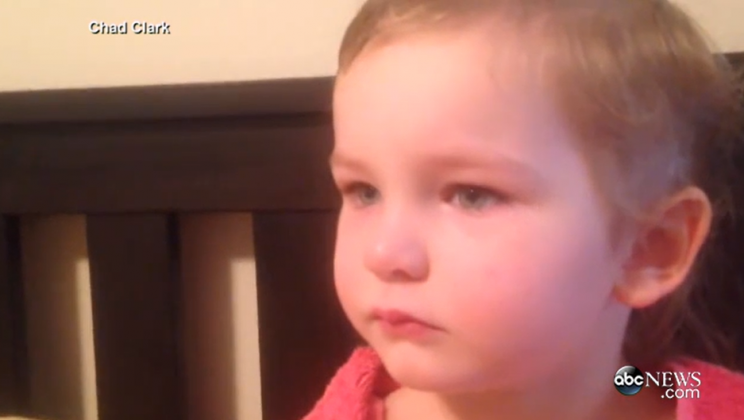 3-year-old cuts her hair off. Her confession to Daddy is priceless