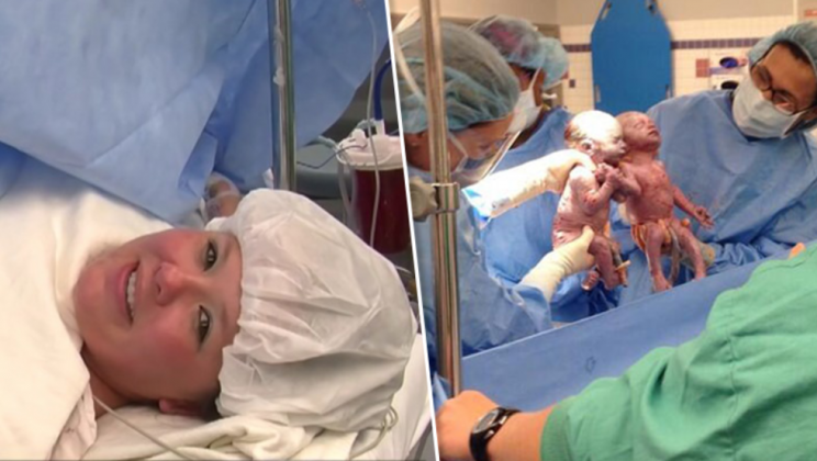 Doctor Gasps Seconds After Delivering Twins, Looking Down We See Why!