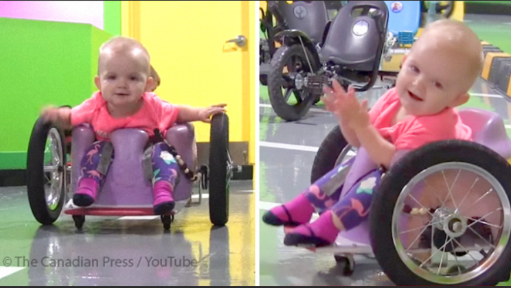 Determined mom and dad build their 7-month-old baby a custom wheelchair