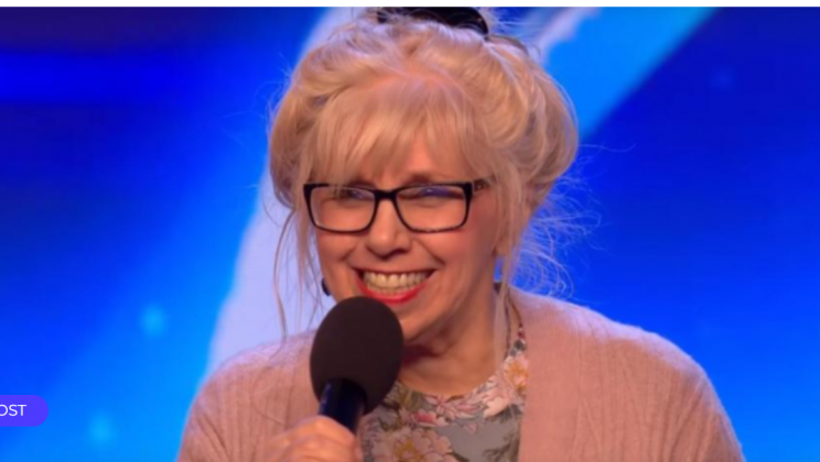 A 68 year old woman sang an old hit so the judges jumped out of their seats.