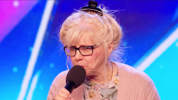 A 68 year old woman sang an old hit so the judges jumped out of their seats.