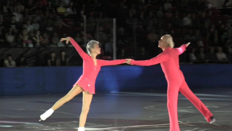 He is 83 years old, and she is 79 years old and they are back on the ice–a unique performance of Olympic champions