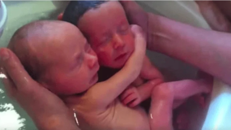 Adorable vide0 shows tiny newborn twins hugging each other like they’re still in the womb