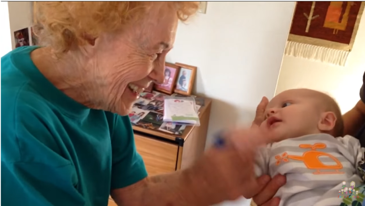 94 years old grandma meets her grandson for the first time…