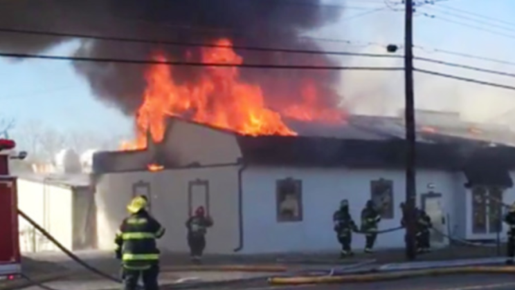 Firefighters were fighting a fire that raged inside the house – and then they saw this dog carrying something in her mouth