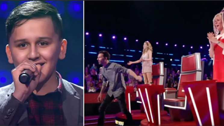 A 13-year-old boy tried to sing like Celine Dion in less than a minute as the judges jumped up from their seats