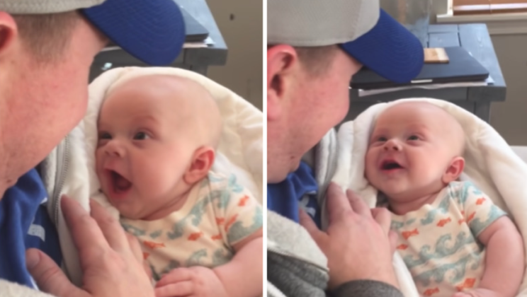 Four-Month-Old Baby Melts Hearts “Talking” To Father