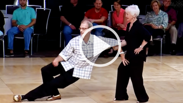 Startled onlookers jumped to their feet as the elderly couple set the dance floor on fire with an incredible performance.