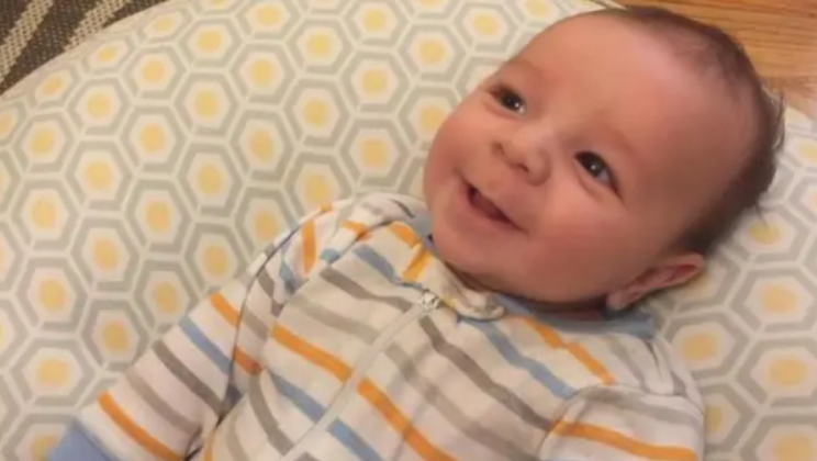 Baby of two months speaks his first words