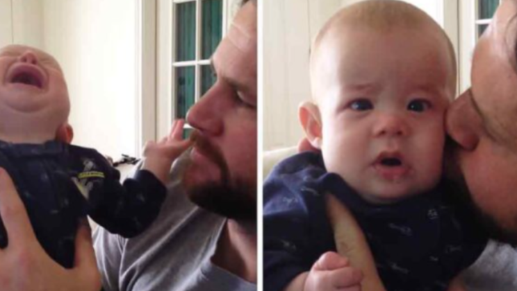 Dad has creative way to calm his deaf and blind baby
