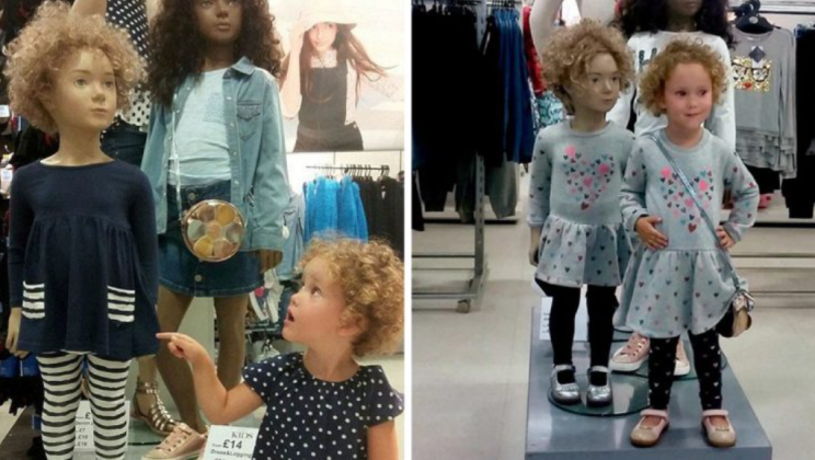 3-Year-Old Girl girl shocked to find her ‘twin’ in a clothing store—and it looks exactly like her!