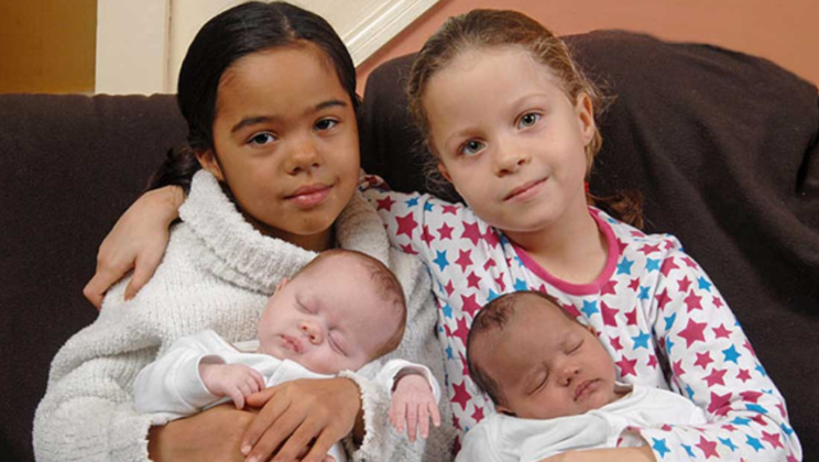 Family was gifted rare black-and-white twins then gets the same blessing 7 years later